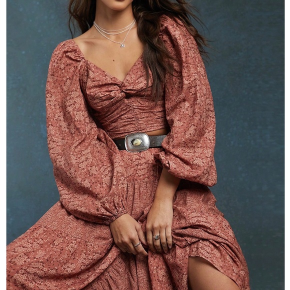 Tops - Boho Floral Print Puff sleeve Blouse
